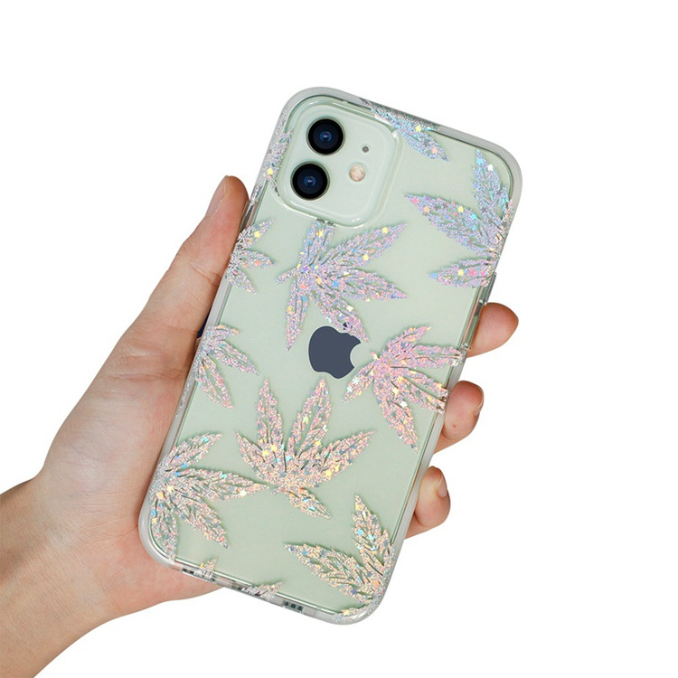 Wholesale OEM Custom Logo Glitter Shining Flower Mobile Phone Accessories Case for iPhone 12 Case Covers