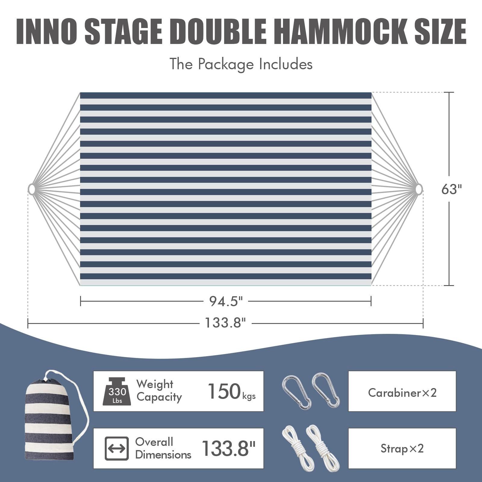 Double Hammock 2 Persons Hammock Portable Hanging Camping Bed Soft Cotton Hammock With Carrying Bag,Tree Straps