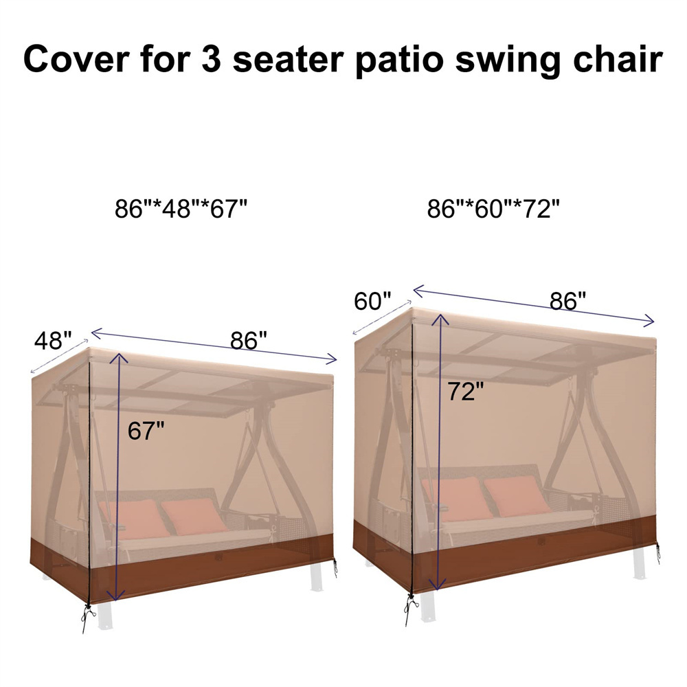 3 Triple Seater Waterproof Patio Swing Canopy Cover Garden Furniture Porch Swing Chair Protector Cover Outdoor Swing Cover