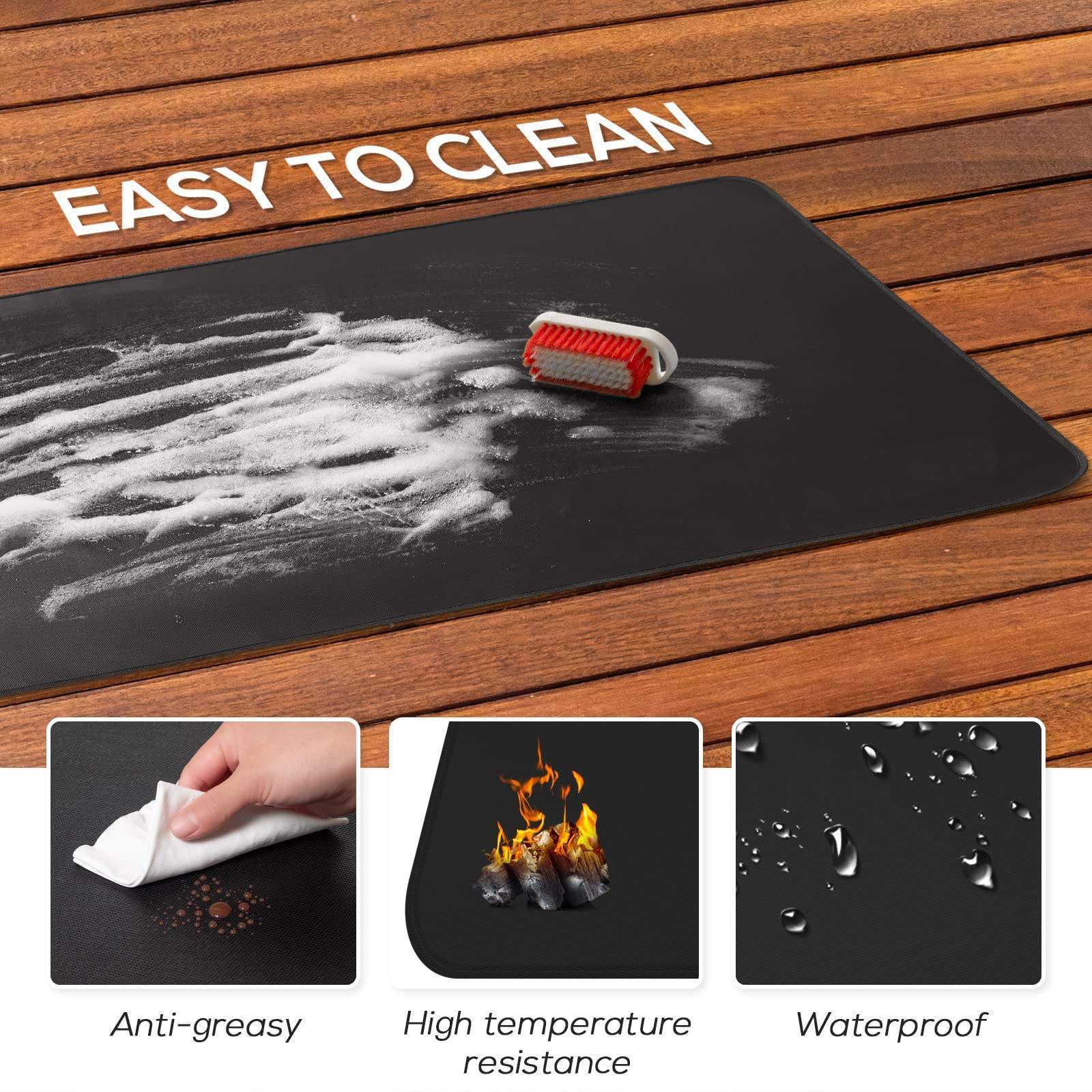 Silicone Reusable Large Fiber Coating Fireproof Fire Pit Mat Premium Deck and Patio Grill Mat BBQ Under Grill Mat