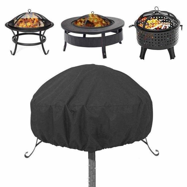 Custom Logo 50 Inches Square Round Waterproof Dustproof Patio Fire Pit Cover With Drawstring