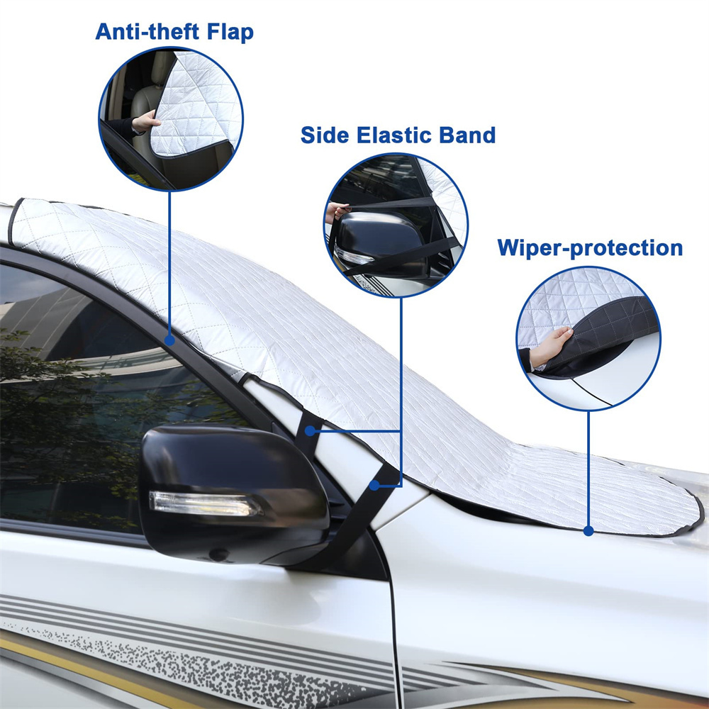 BEELAND Large Size 4-Layer Windshield Car Sunshade Cover Frostguard Winter Uv Magnetic Car Windshield Cover