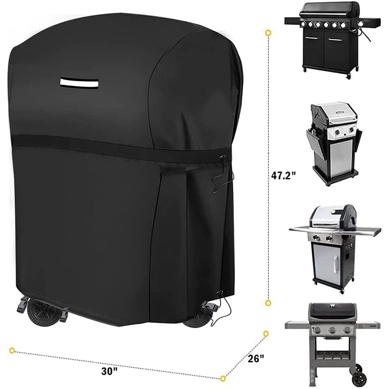 Outdoor Heavy Duty Fade Black BBQ Cover Resistant 30 inch Waterproof Barbecue Gas Grill Cover For Weber Brinkman Char-Broil