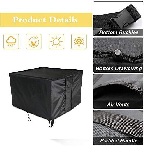 All Seasons 28inch Waterproof Outdoor Fireplace Cover Windproof Buckles Drawstring Square Propane Fire pit Cover