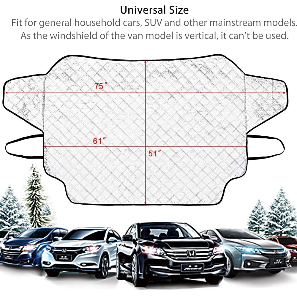 BEELAND Large Size 4-Layer Windshield Car Sunshade Cover Frostguard Winter Uv Magnetic Car Windshield Cover