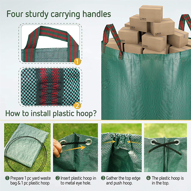 Heavy Duty PP Waterproof Gardening Garbage Weed Bag Wholesale Direct Collapsible Garden Leaf Bag