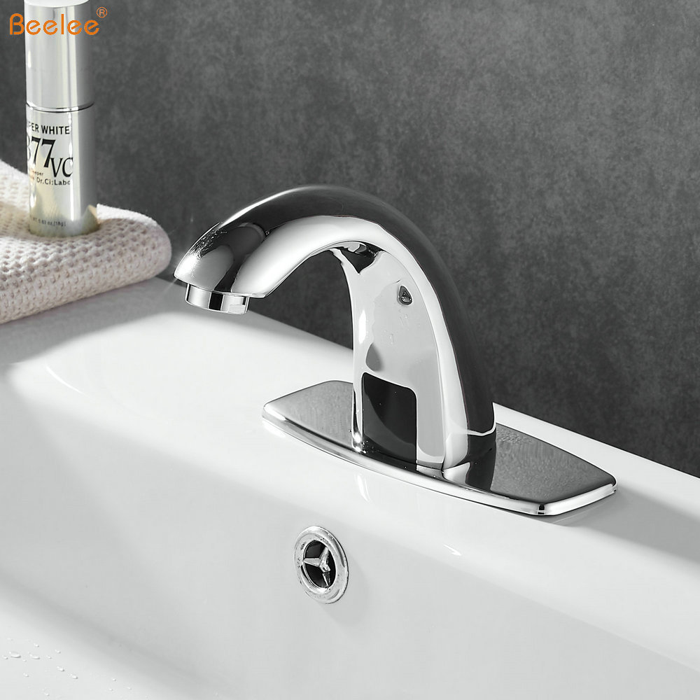 Beelee BL0101 Public Lavatory Touchless Sensor Faucet Brass Bathroom Hands Free Automatic Basin Faucet