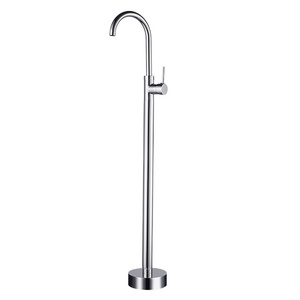 Beelee BL19000C Polished Chrome Freestanding Bathtub Faucet Floor Mount Bath Tub Faucet