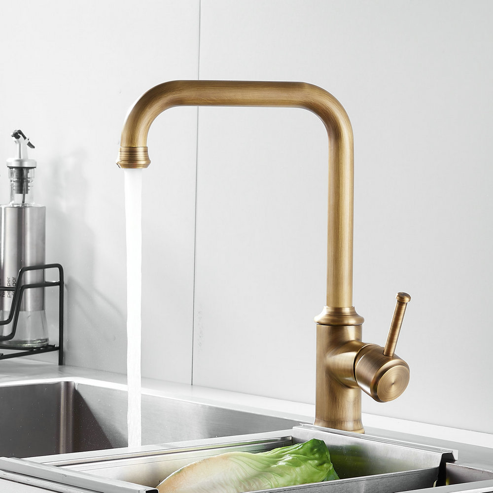 Beelee Bathroom Plumbing Fixtures Single Hole Brass Antique Faucet for Kitchen