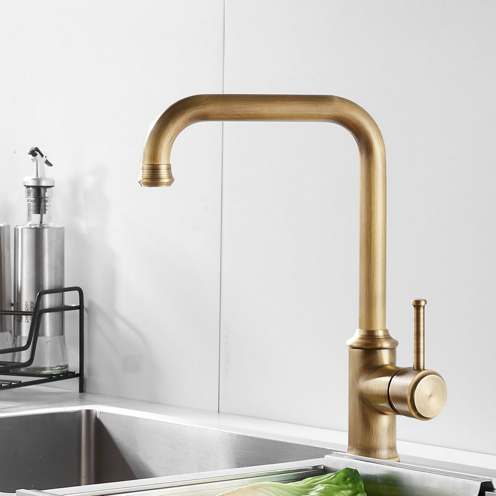 Beelee Bathroom Plumbing Fixtures Single Hole Brass Antique Faucet for Kitchen