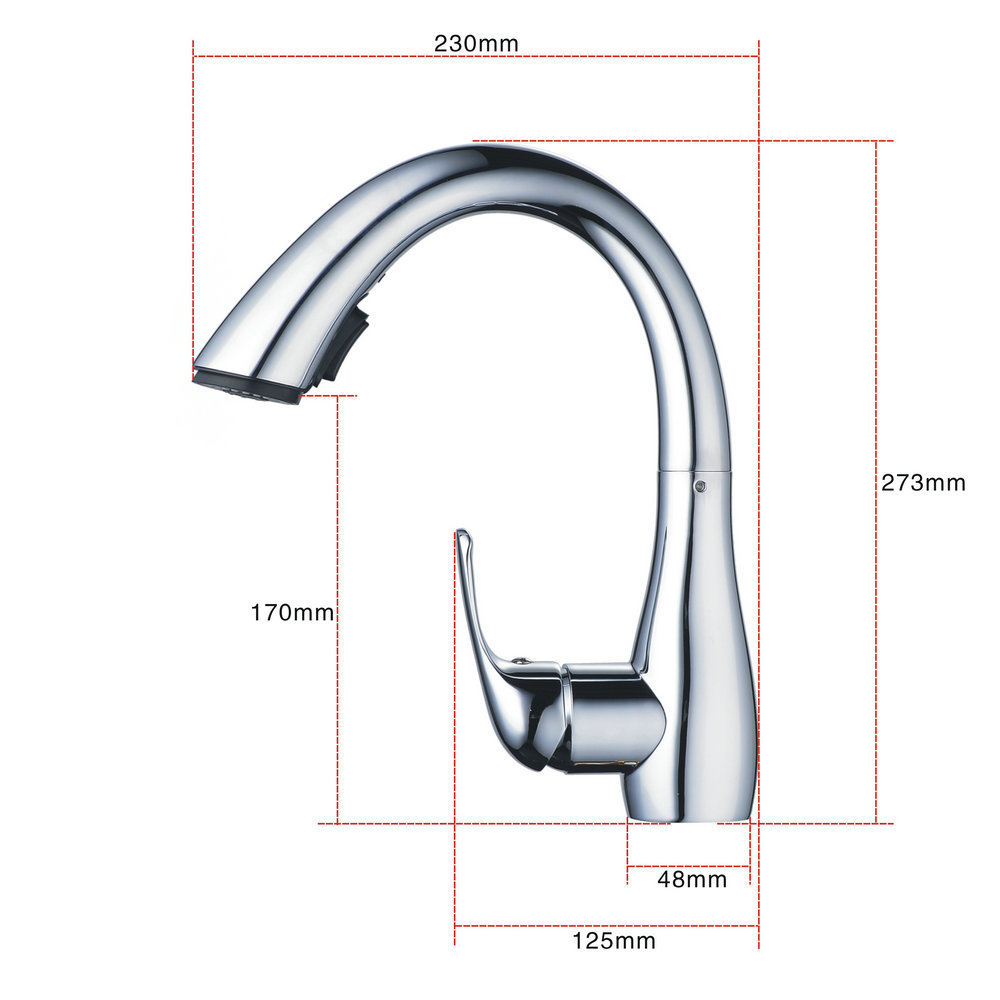 Beelee Polished Chrome Swan Faucet Two Functions Sprayer Pull Down Kitchen Faucet Griferia Torneira Cozinha