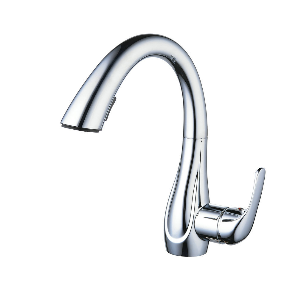 Beelee Polished Chrome Swan Faucet Two Functions Sprayer Pull Down Kitchen Faucet Griferia Torneira Cozinha