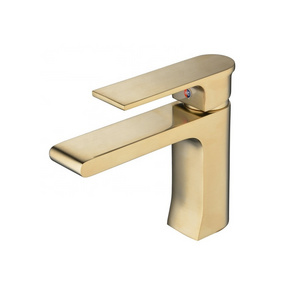 Beelee Single Handle Single Hole Brushed Gold Bathroom Sink Faucet Golden Basin Faucet