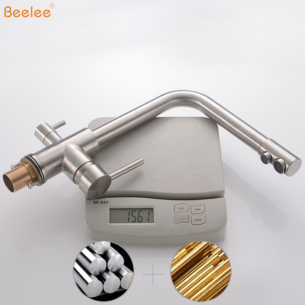 Beelee 3 Way Filtered Drinking Water Purifier Faucet Kitchen Tap Brushed Nickel Kitchen Faucet