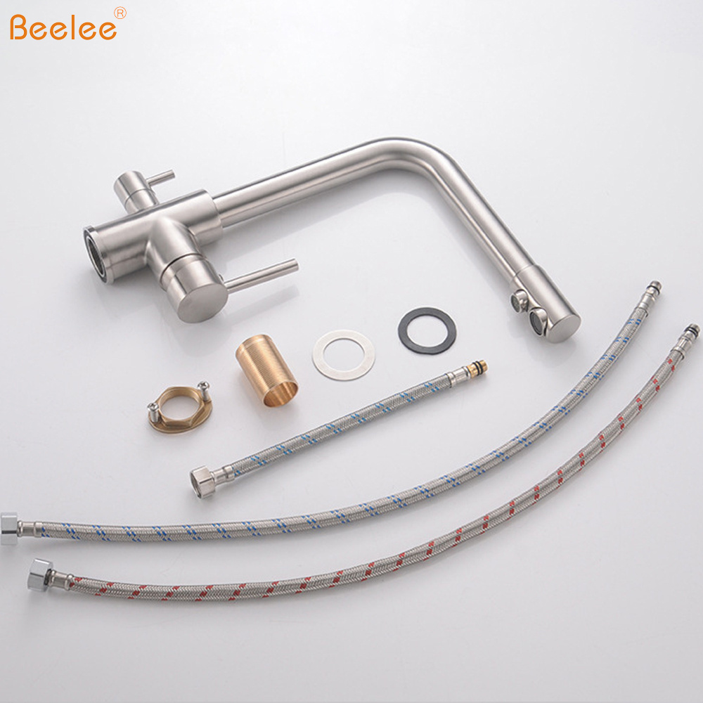 Beelee 3 Way Filtered Drinking Water Purifier Faucet Kitchen Tap Brushed Nickel Kitchen Faucet