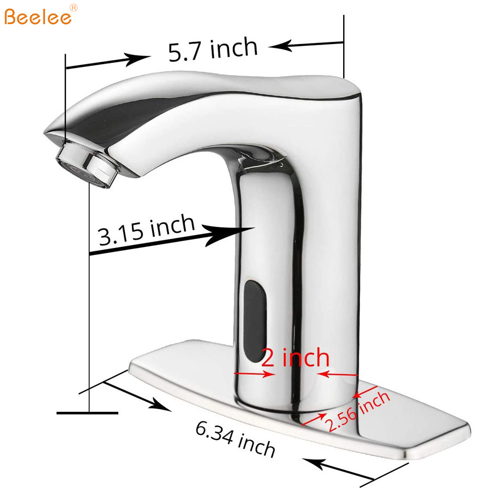 Beelee Motion Activated Hands Free Automatic Touch Sensor Water Tap Commercial Touchless Faucet With Hole Cover Deck Plate