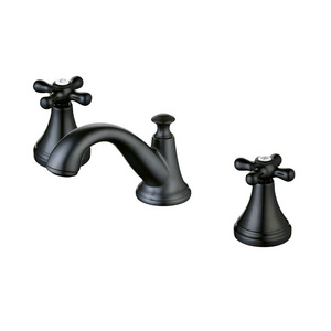 Beelee Widespread 3PCS Bathroom Sink faucet Matt black Brass Two Handle Waterfall Faucet Health Faucet