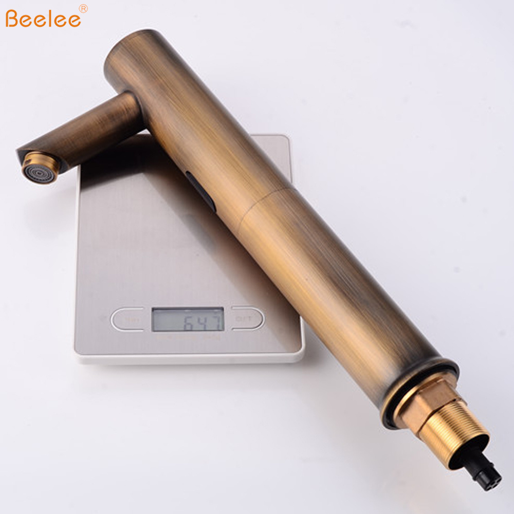 Beelee BL0135AH Commercial Infrared Touchless Automatic Water Saver Sensor Tap, Antique Brass Automatic Shut Off Faucet