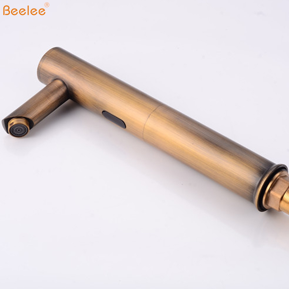 Beelee BL0135AH Commercial Infrared Touchless Automatic Water Saver Sensor Tap, Antique Brass Automatic Shut Off Faucet