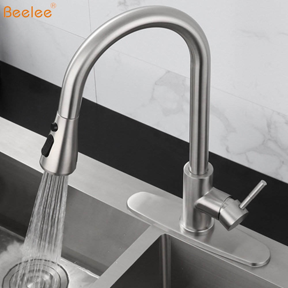 Beelee 304 Stainless Steel kitchen Taps Pull Out Pull Down Kitchen Mixer Sink Kitchen Faucets With Sprayer