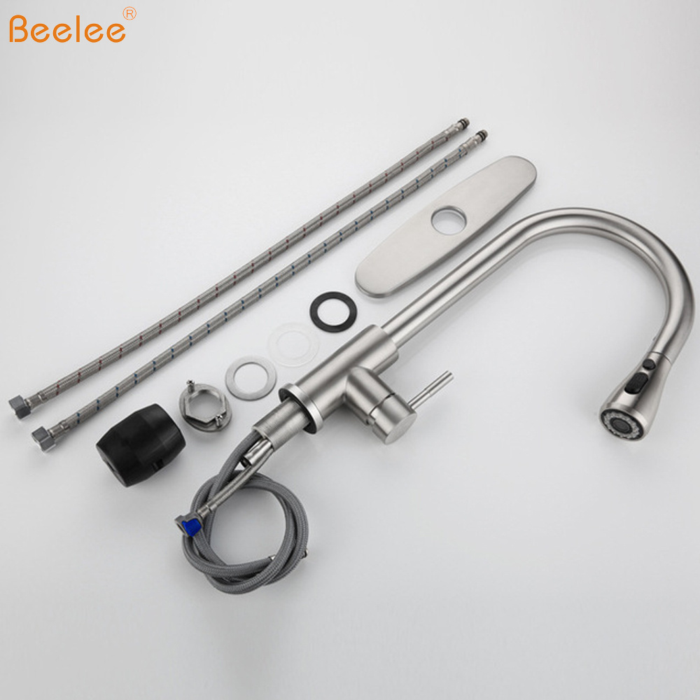 Beelee 304 Stainless Steel kitchen Taps Pull Out Pull Down Kitchen Mixer Sink Kitchen Faucets With Sprayer