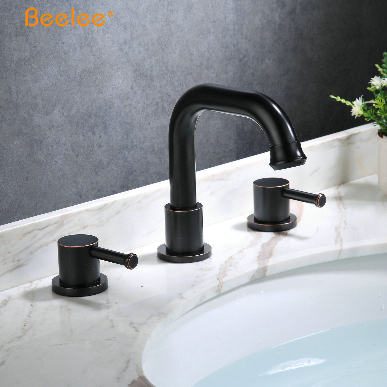 ORB Basin Faucet 3 Holes Deck Mount Bathtub Faucet With Double Handles