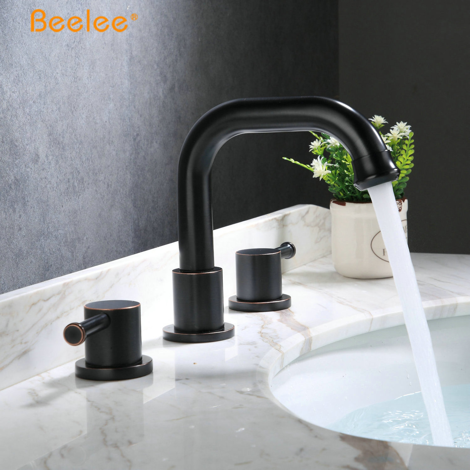 ORB Basin Faucet 3 Holes Deck Mount Bathtub Faucet With Double Handles