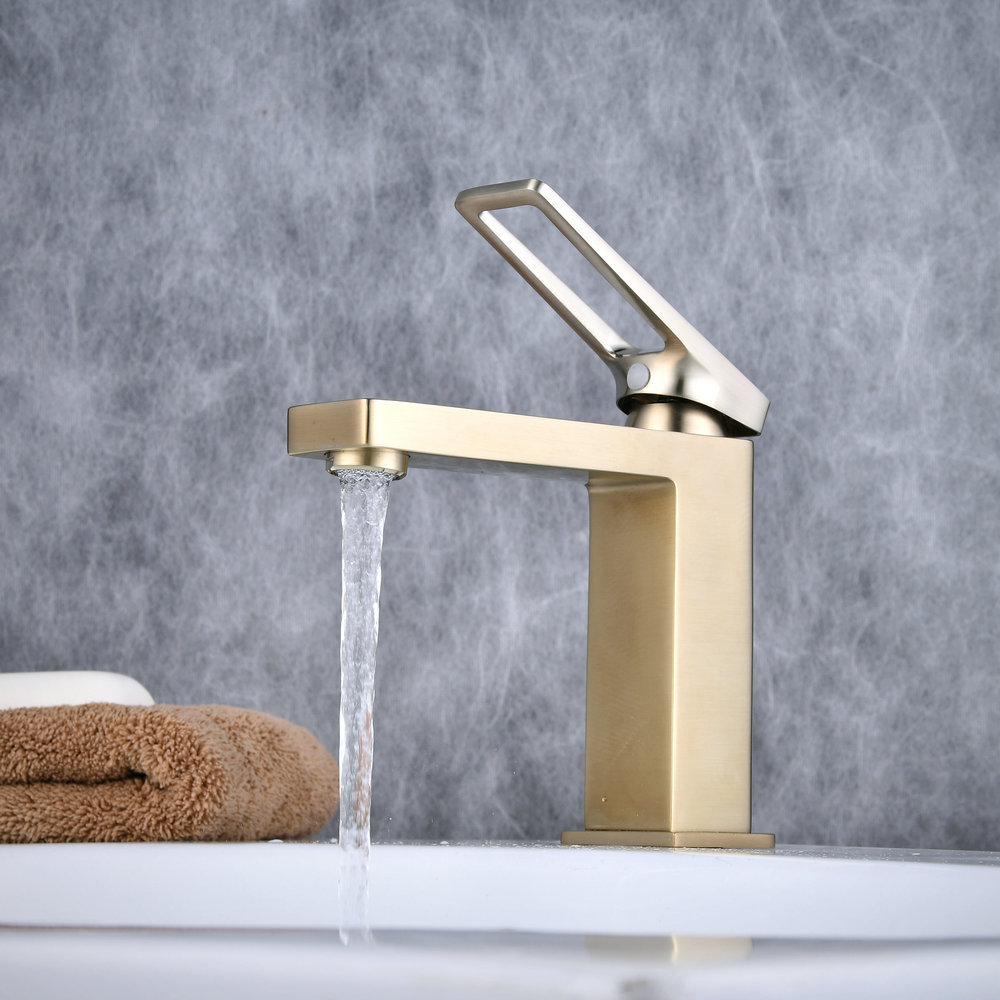 Beelee Modern Brass Brushed Gold Color Basin Faucet Tap Washbasin Mixer Bathroom Lavatory Faucets