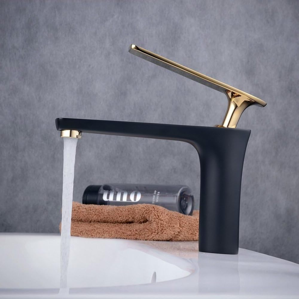 Matt Black Single Handle Commercial Lavatory Basin Mixer Tap Vanity Sink Faucets