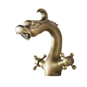 Bathroom European Dragon Antique Wash Basin Faucet With Double Handle