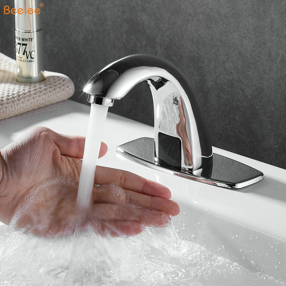 Beelee BL0101 Public Lavatory Touchless Sensor Faucet Brass Bathroom Hands Free Automatic Basin Faucet