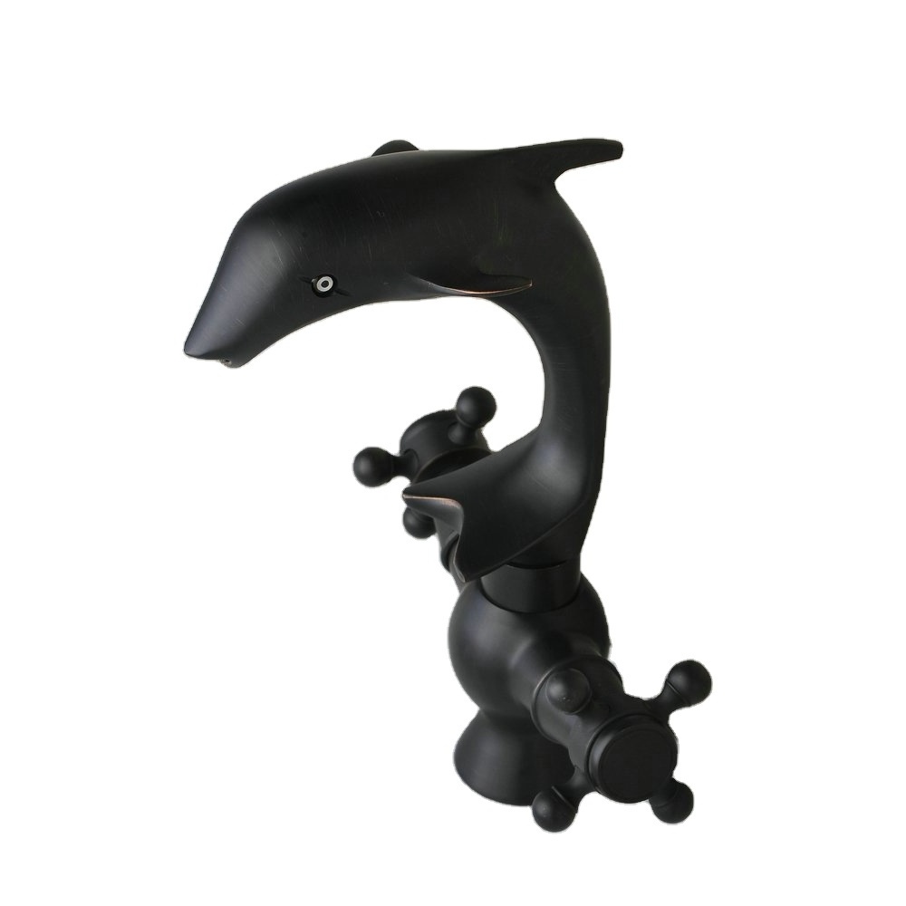 Beelee Oil Rubbed Bronze Basin Mixer Brass Animal Dolphin Faucet for Bathroom