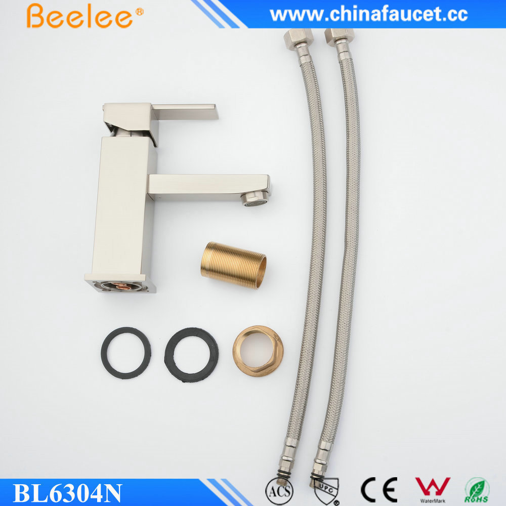 Beelee BL6304N Lead Free Copper One Hole Single Handle Basin Mixer Brushed Nickel Brass Vanity Lavatory Bathroom Faucet