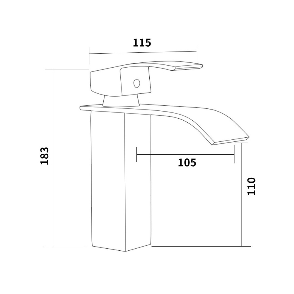 Beelee BL0517B Waterfall Basin Mixer Tap Single Handle Black Bathroom Faucet