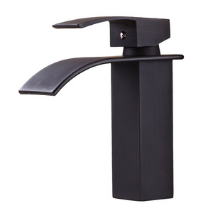 Beelee BL0517B Waterfall Basin Mixer Tap Single Handle Black Bathroom Faucet