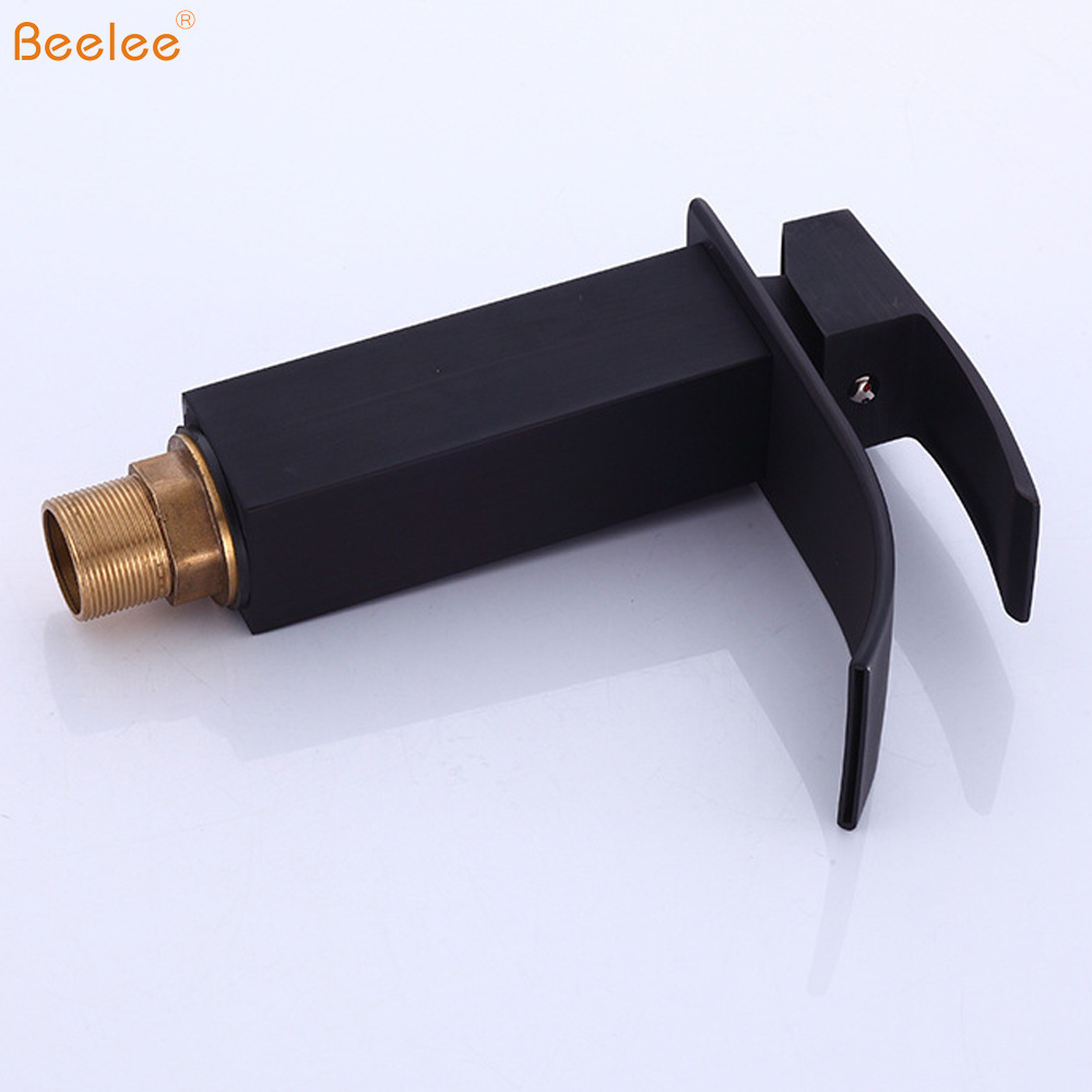 Beelee BL0517B Waterfall Basin Mixer Tap Single Handle Black Bathroom Faucet