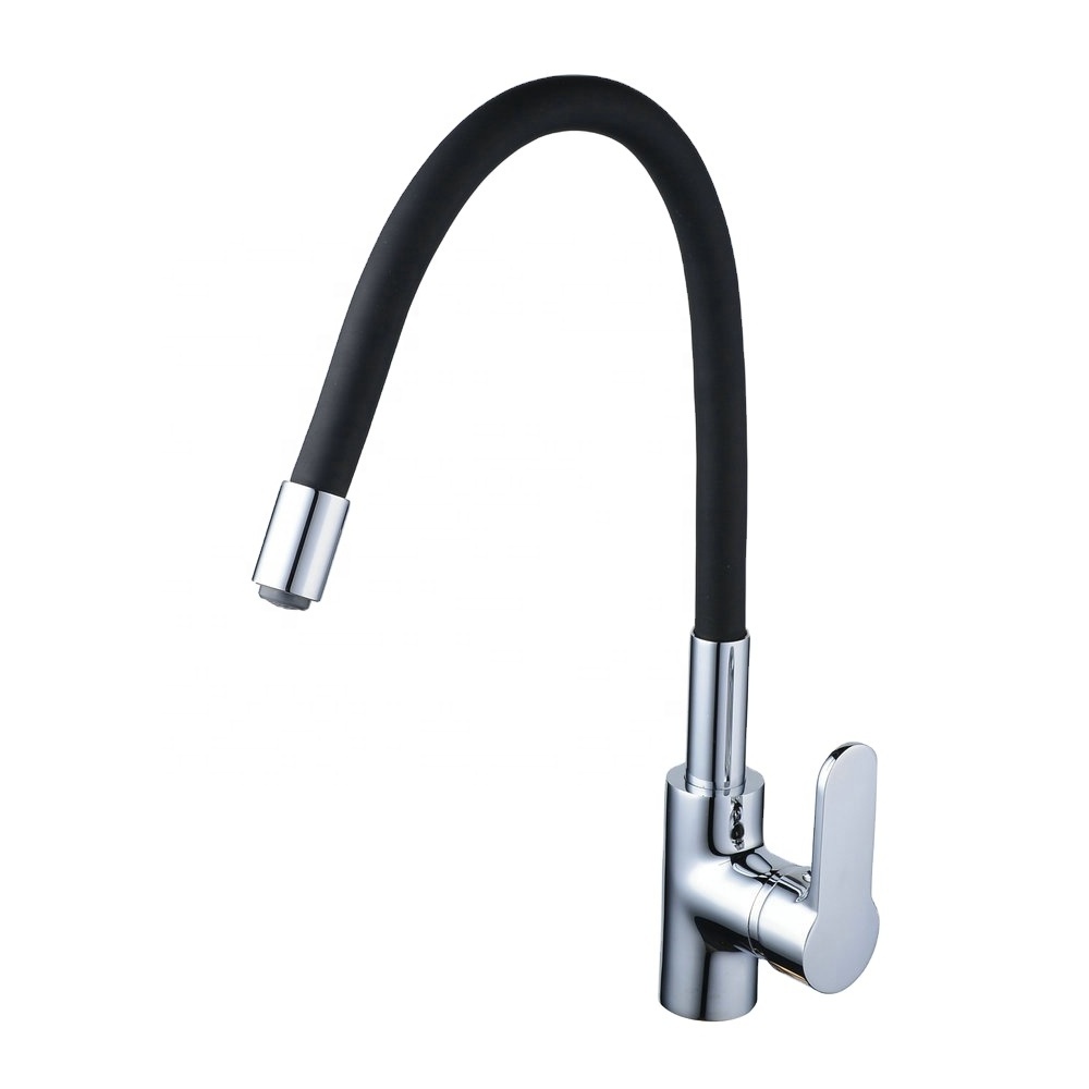 Beelee 360 Degree Swivel Kitchen Sink Faucet With Black Flexible Tube