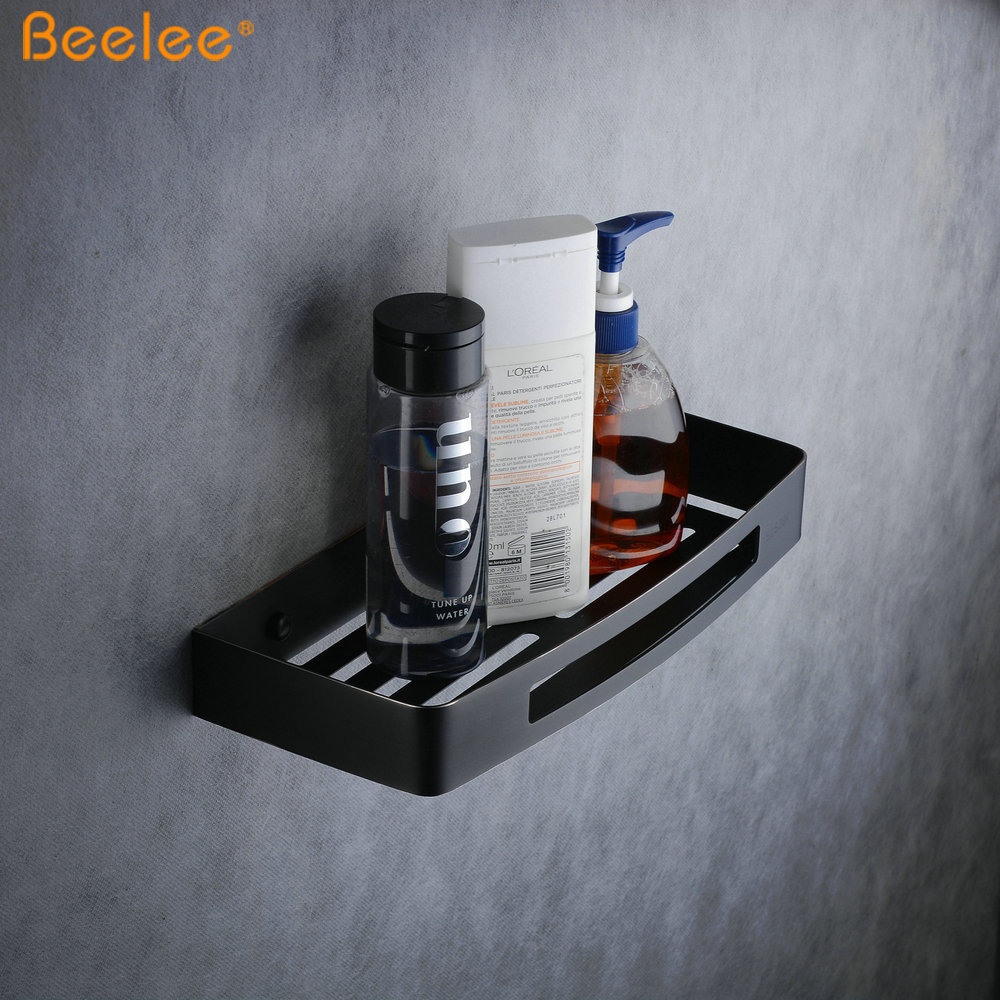 Beelee BA9287B Black Stainless Steel 304 Bathroom Storage Organizer Shower Shelf Shower Caddy Rack