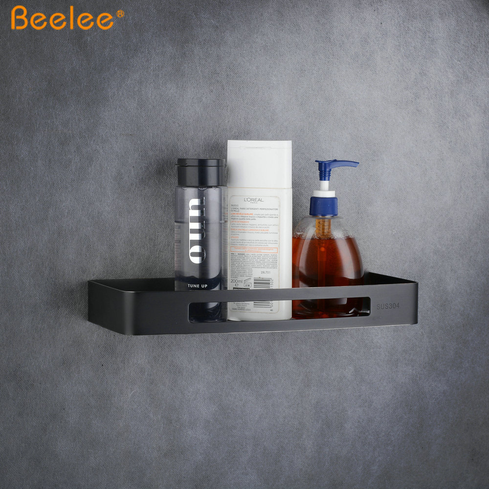 Beelee BA9287B Black Stainless Steel 304 Bathroom Storage Organizer Shower Shelf Shower Caddy Rack