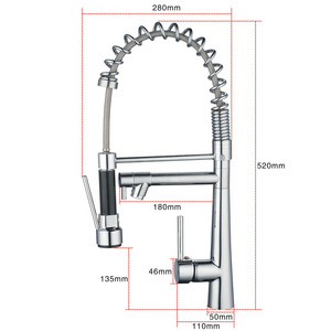 Beelee BL7091 Contemporary Brass Chrome Pre-rinse Pullout Spray Kitchen Faucet