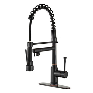 Beelee BL7090BP Commercial Kitchen Faucet Single Handle Pull Down Sprayer Spring Kitchen Sink Faucet with Deck Plate