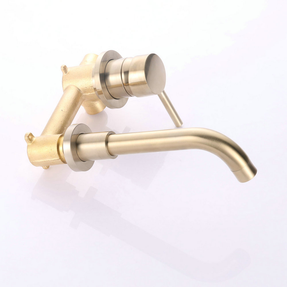 Beelee BL6004BG Brushed Golden Basin Faucet Concealed In Wall Mounted Faucet Tap