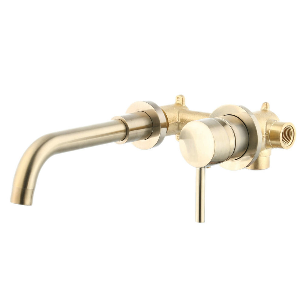 Beelee BL6004BG Brushed Golden Basin Faucet Concealed In Wall Mounted Faucet Tap