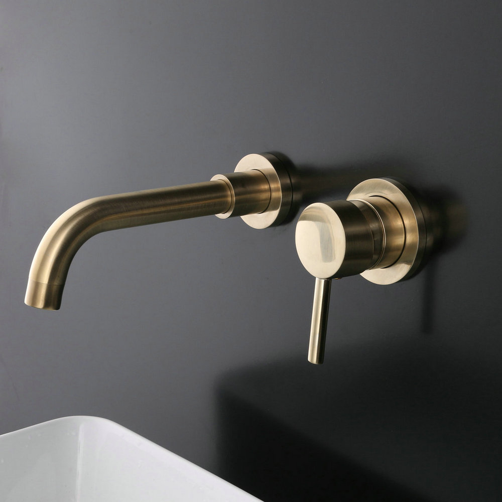 Beelee BL6004BG Brushed Golden Basin Faucet Concealed In Wall Mounted Faucet Tap