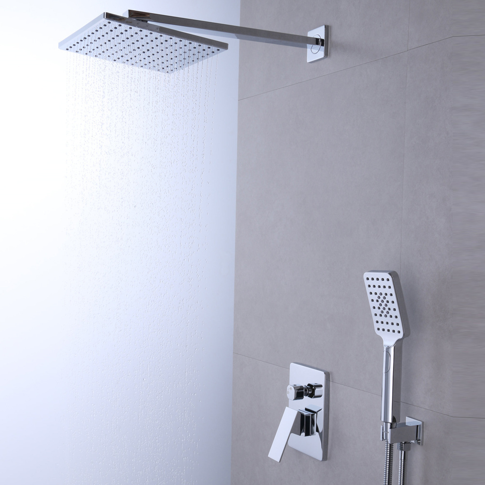 Beelee Dual Handle Concealed 8 Inch Rainfall Shower Mixer Set Concealed Bath Shower Faucet