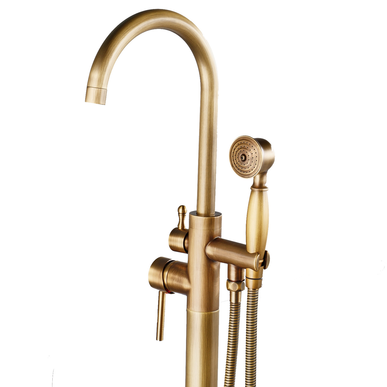 Beelee BL19002A Antique Color Bathroom Floor Mount Bath Tub Faucet Filler Freestanding Bathtub Faucet