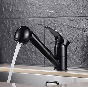 Beelee Matte Black Kitchen Sink Copper Faucet With Pull Out Spray Head