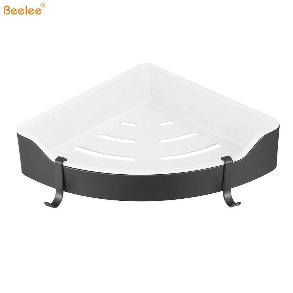 Beelee Wall Mounted Stainless Steel 304 Matt Black Corner Shower Shelf Holder Storage Triangle Corner Bathroom Towel Shelf