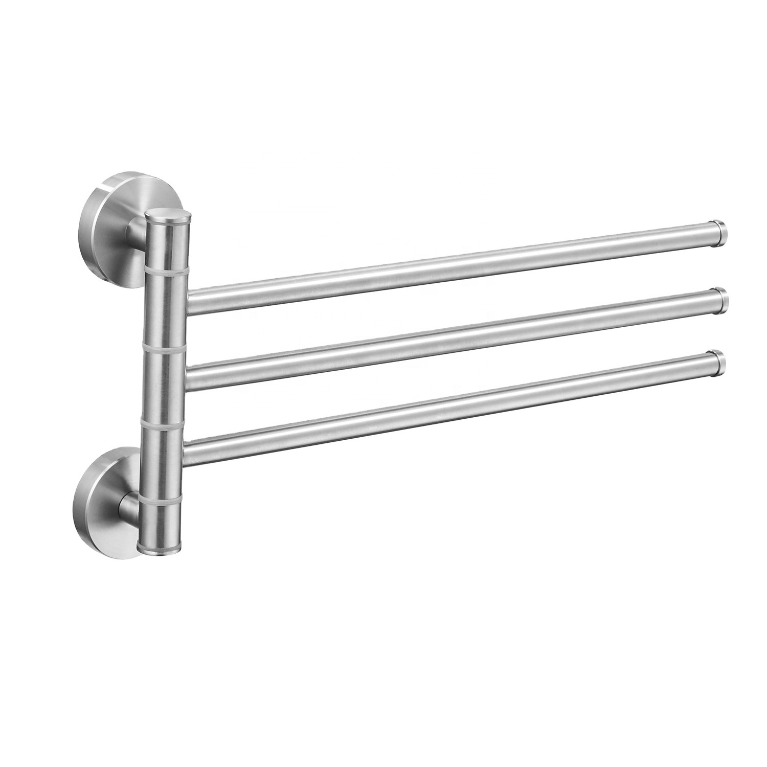 Beelee Bathroom Stainless Steel Towel Rail Brushed Foldable Towel Bar