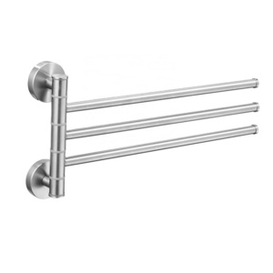 Beelee Bathroom Stainless Steel Towel Rail Brushed Foldable Towel Bar